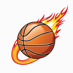 Fototapeta premium Orange basketball with fiery trail sport game