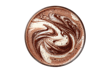 Swirling marbled chocolate egg isolated on transparent background