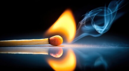 Close-up of a burning matchstick.