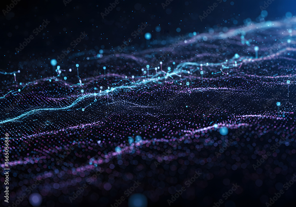 Aufkleber digital world: a captivating view of a vast, intricately detailed network of data points and interco