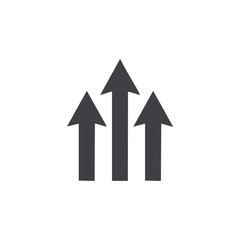 Fototapeta premium Three dark grey arrows pointing upwards direction growth