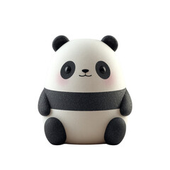 Cute Panda Bear Figurine 3D Render Cartoon Style Soft Isolated on Transparent White Background