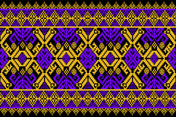 seamless geometric pattern
Traditional folk art seamless pattern with a vibrant blue background. The design showcases intricate geometric