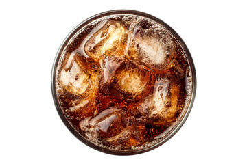Refreshing cola drink with ice cubes isolated on transparent background