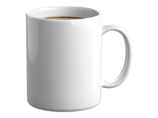 White ceramic coffee mug filled with dark coffee on a black background drink beverage, Isolated, Png Transparent Background