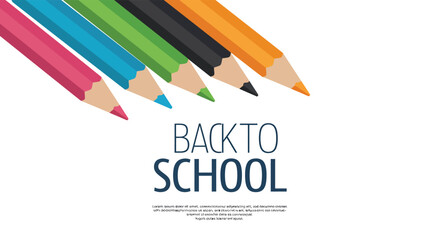 Colorful Pencils Back To School Illustration With Text On White Background