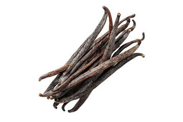 Obraz premium Bundle of dried vanilla beans isolated on transparent background