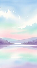 Fototapeta premium Pastel landscape painting