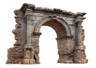Ruined archway, ancient stone, weathered
