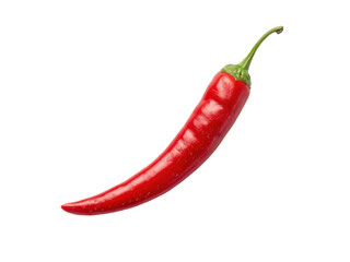 Single bright red chili pepper with green stem isolated on black background spicy, Isolated, Png Transparent Background