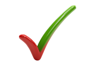 Red and Green Check Mark Symbol on Black Background tick correct, Isolated, Png Transparent Background