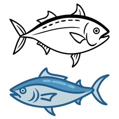 Black and white tuna fish illustration
