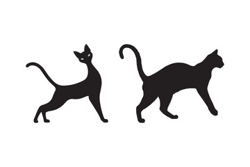 Two black cat silhouettes in stylized poses