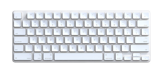 White keyboard with light gray frame.  Full size, rectangular layout.  Keys are light, bright white