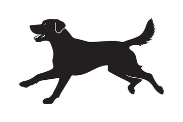 Silhouette of a happy black labrador retriever running