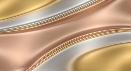 Elegant Metallic Liquid Waves Featuring Gold, Silver, and Rose Gold Hues