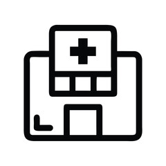 Obraz premium Hospital Building Icon Outline Medical Facility Symbol