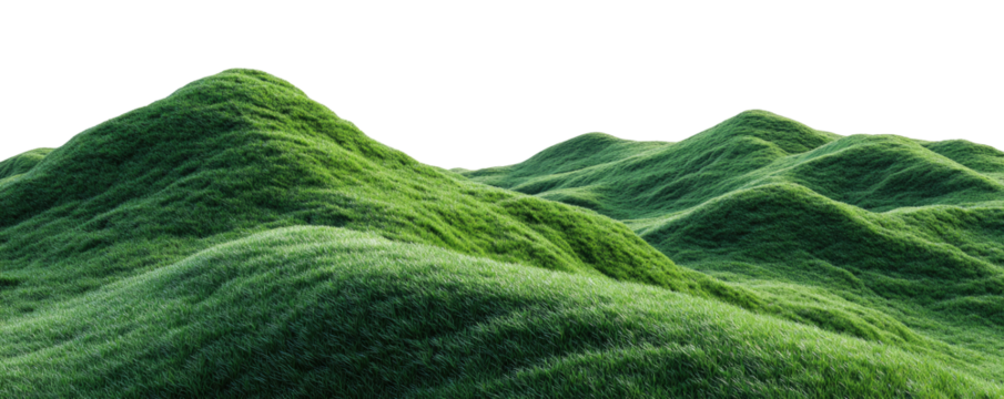 Lush green hills roll across a landscape