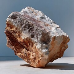 Rough textured rock with earthy tones and sharp edges stone boulder