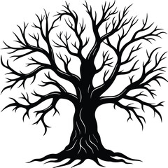 Black Silhouette Haunted Tree Clipart Perfect for Horror Party Flyers and Decorations