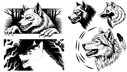 set of werewolf head