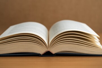 Obraz premium Open book displaying pages study room photography indoor top view knowledge