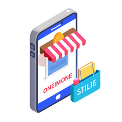 business graph on smartphone