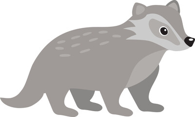Cute illustration of badger, isolated on white