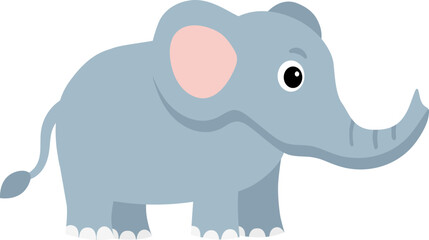 Cute elephant in simple cartoon childish style