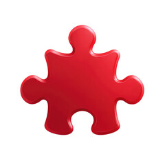 Obraz premium Red puzzle piece, glossy, isolated on black