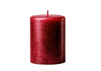 Single, cylindrical, deep crimson candle