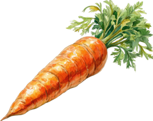 Hand-drawn illustration of a carrot with vibrant orange and green