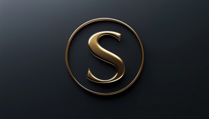 Sophisticated Letter S With Gold Circle Brush Design - A Refined And Stylish Logo Featuring An Initial Letter S Enclosed In A Brushed Gold Circle.