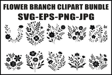 Fototapeta premium Floral Branch SVG Bundle