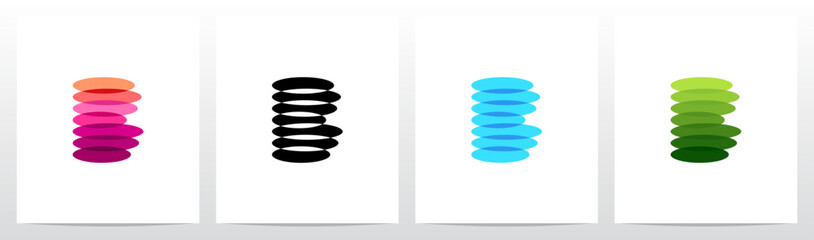 Transparent Colorful Stack Layer Initial Letter Logo Design B