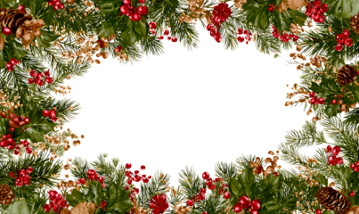 Christmas frame border isolated on a transparent background, PNG.