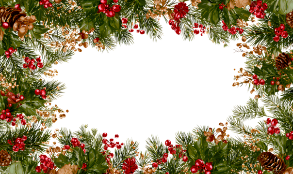 Christmas frame border isolated on a transparent background, PNG.