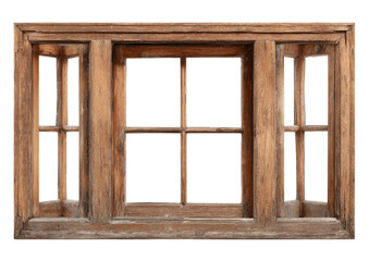 Obraz premium Aged wooden window with multiple panes