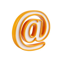 3D rendered stylized at symbol, bright orange and white