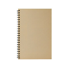 Tan spiral notebook, perfect for notes, journaling, school, office, or business use. Isolated on white or transparent background. PNG format.