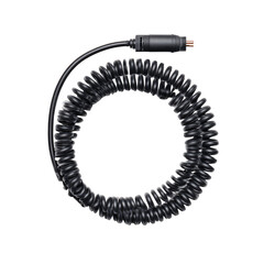 Coiled black cable, top-down view