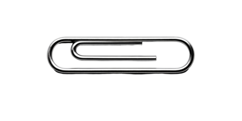 Silver paperclip against a black background