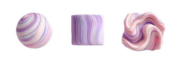 Abstract shapes with swirling, variegated colors