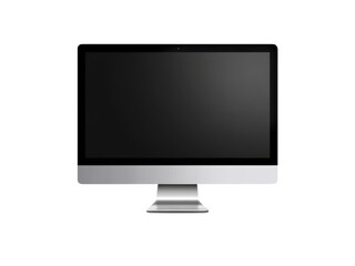 Fototapeta premium Sleek silver computer screen with dark display technology, Isolated, Png Transparent Background