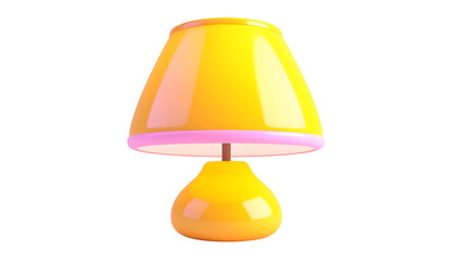 A bright yellow lamp with a pink accent provides a warm and inviting glow, perfect for creating a cozy atmosphere in any room.