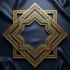 Ornate Gold Islamic Pattern Frame On Silk Background Graphic Resource