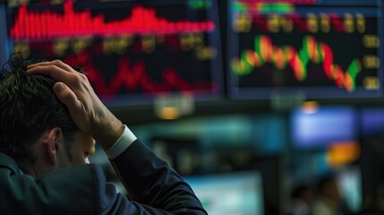 With the stock market down, five or six retail investors sat on the benches of the stock market staring blankly, their backs turned, looking sad.