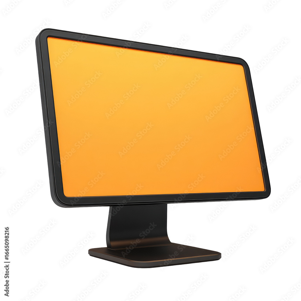 Fototapete a 3d rendering of a flat-screen computer monitor with an orange-yellow display