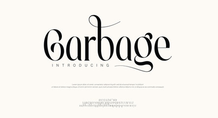 Garbage Minimal luxury font alphabet logo. Typography beauty fashion elegant minimalist serif italic fonts decorative wedding vintage retro logos. vector illustration
