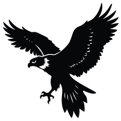 Fototapeta premium Silhouette of a Majestic Eagle Soaring Downward with Wings Spread Wide and Talons Extended